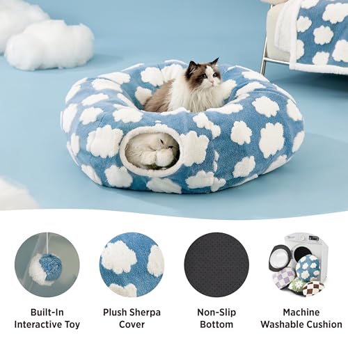 Lesure Cat Tunnel Bed for Indoor Cats - Cute Cat Donut Tunnel Toys for Small Large Cats with Washable Circle C - view 4