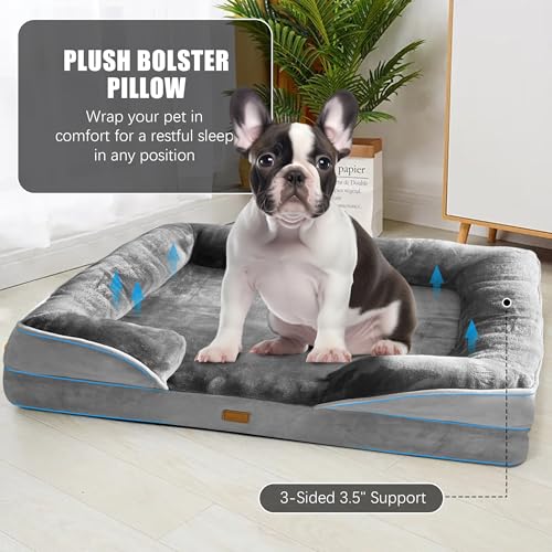 Orthopedic Dog Bed with Sides - Dog Sofa Beds for Medium Dogs, Supportive Foam Pet Couch Bed with Washable Rem - view 5