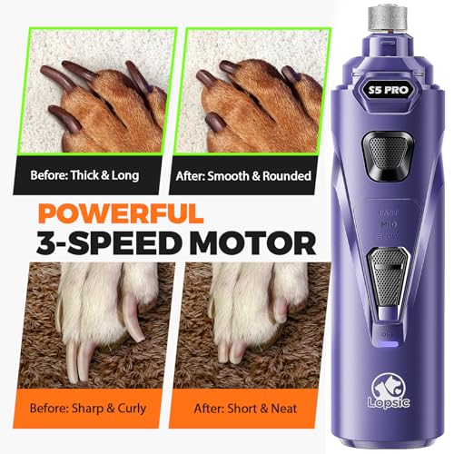 Whisper Quiet Dog Nail Grinder with 4 LED Lights, Safe & Stress-Free for Sensitive Dogs Cats of All Breeds & S - view 5