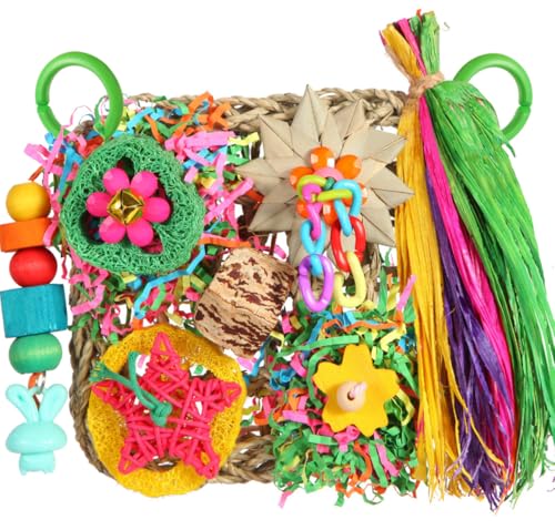 Bird Toys, Parakeet Toys Bird Foraging Toys Grass Mat Climbing Wall for Parakeet,Parrot,Cockatiel,Conure,Loveb - view 2