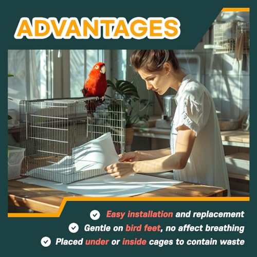 HA SHI 120 Sheets Bird Cage Liners, 31 x 21.5 Inches Pre-Cut Ink-Free Unprinted Newsprint Paper for Parrots an - view 3