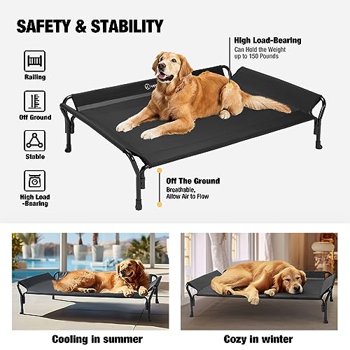 Veehoo Cooling Elevated Dog Bed, Raised Pet Cot with Guardrail & Slope Headrest, Durable & Breathable Teslin M - view 7