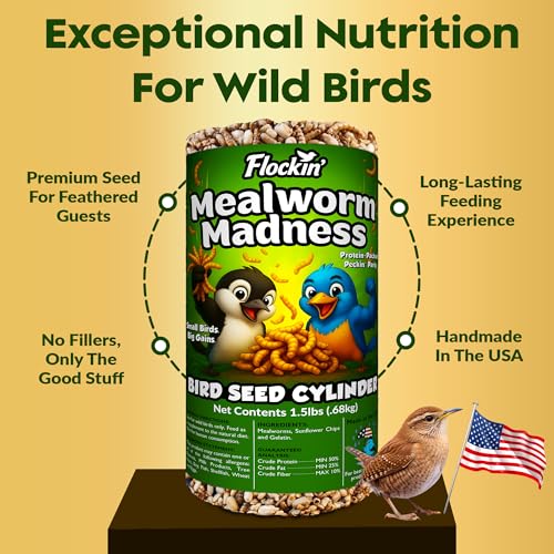 Mealworm Bird Seed Cylinders with Hole – Premium Mealworm Birdseed Log – Sunflower Chips & Dried Mealworms for - view 5