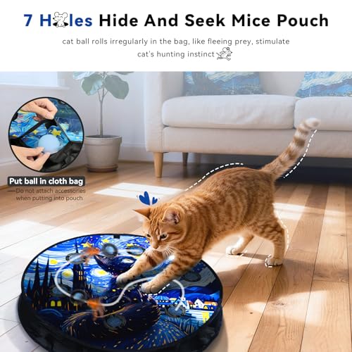 Interactive Cat Toy with Motion Activated Ball & 7-Hole Play Mat, Hide and Seek Exercise Game for Indoor Cats, - view 4