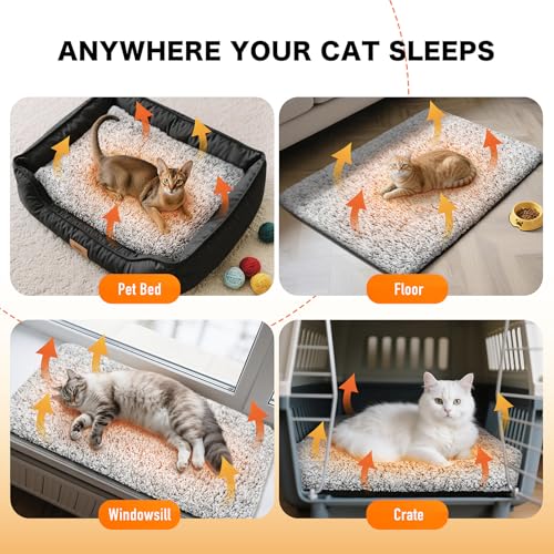 Self Warming Cat Bed, Heated Cat Bed, 2.0 Upgraded Thermal Foil Heating Pad, Plush Self-Heating Pet Mat for Cr - view 6