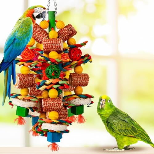 Bird Toys, Parrot Toys for Large Birds,Natural Corn cob and Loofah Slices Bird chew Toys for African Grey Parr - view 3