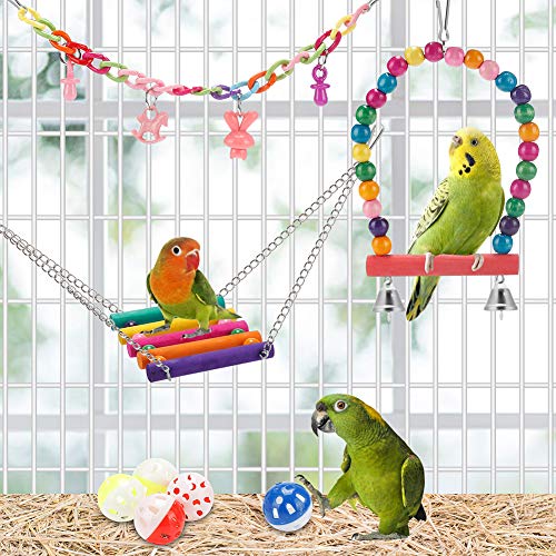 Swing Hanging Standing Chewing Toy Hammock Climbing Ladder, Cage Colorful Toys Suitable for Budgerigar, Parake - view 6
