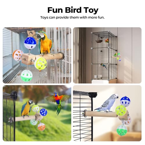 Bird Stand Perch Toy with Rotating Balls, Bird Toys for Parakeets, Ideal for Parakeets, Cockatiels & Lovebirds - view 5