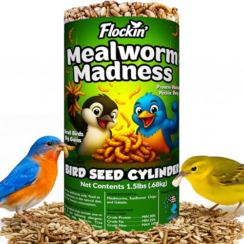 Mealworm Bird Seed Cylinders with Hole – Premium Mealworm Birdseed Log – Sunflower Chips & Dried Mealworms for - view 2