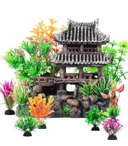 CousDUoBe 9Pcs Resin Castle Decorations Set，Realistic Fish Tank Castle with Eco-Friendly Design,Fish Tank Deco - view 2