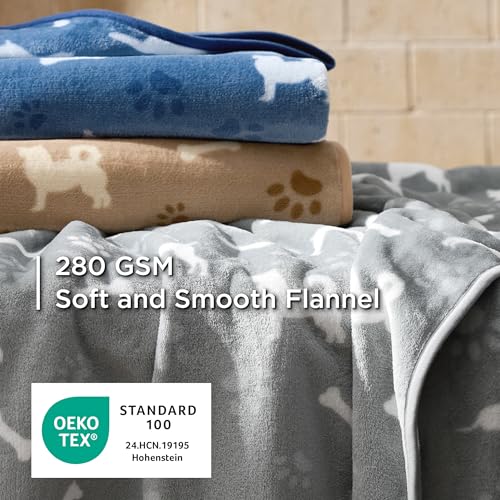 Bedsure 3-Pack Dog Blanket, Ultra-Soft Flannel Fleece Puppy Blanket with Cute Dog Prints, Machine Washable Pet - view 4
