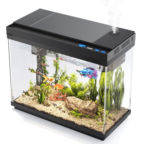 Vehipa Fish Tank, 2.4 Gallon Fish Aquarium, Fish Tank Starter kit with Smart Humidifier, Temperature Display,  - view 2