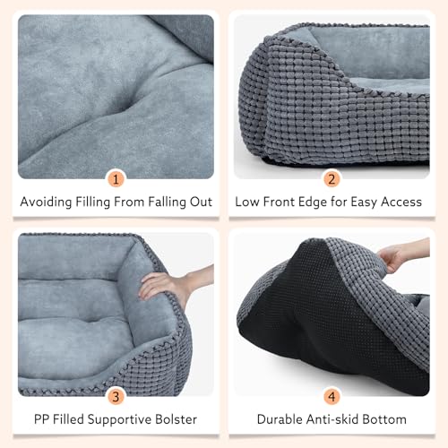 MIXJOY Dog Bed for Large Medium Small Dogs, Rectangle Washable Sleeping Puppy Bed, Soft Calming Cat Beds for I - view 5