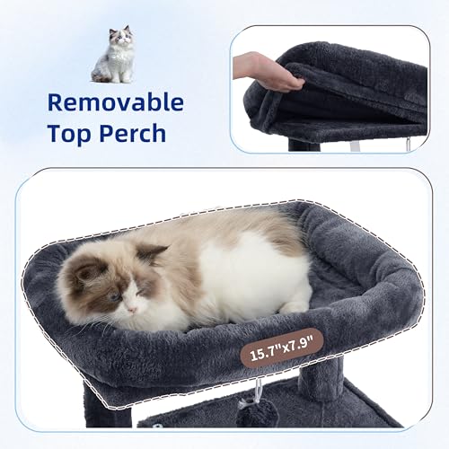 Gitelsnour Cat Tree, Cat Tower for Indoor Cats, 43.3 inch Cat Tree Tower with Sturdy Steel Tube, Hammock, Cat  - view 3
