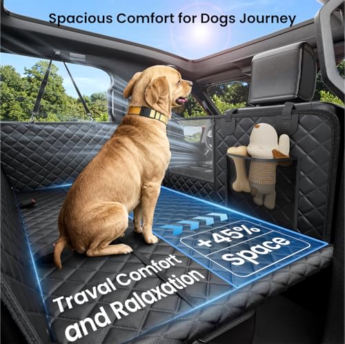 REEVAA Dog Truck Seat Cover for Back Seat, Hard Bottom Dog Hammock for Car, Pet Bed Extender for 2-4 Large Dog - view 3