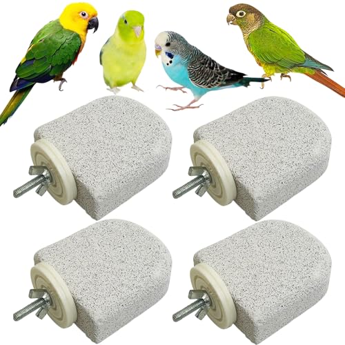 PINVNBY 4 PCS Bird Perch Stands Parrot Calcium Perch Beak Grinding Stone Foot Claws Trimmer Parakeet Platform  - view 2