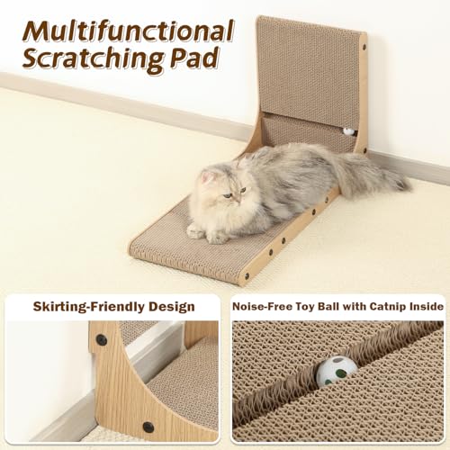Zakkart 2-Pack Cat Scratching Board, 25.6'' Tall Cardboard L Shape Vertical Cat Scratchers for Indoor Cats, Ca - view 5