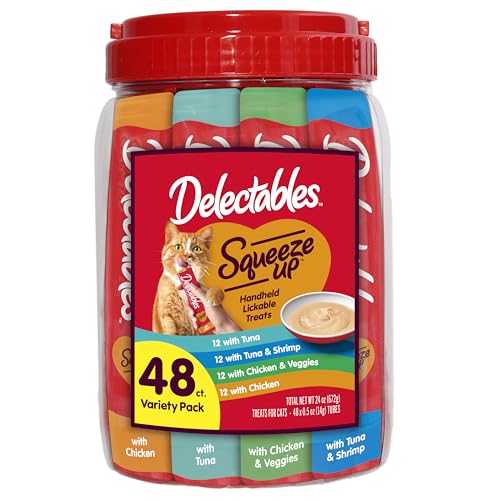 Delectables Squeeze Up Variety Pack, Creamy Squeezable Puree, Lickable Wet Cat Treats, Grain Free, No Added Fi - view 2