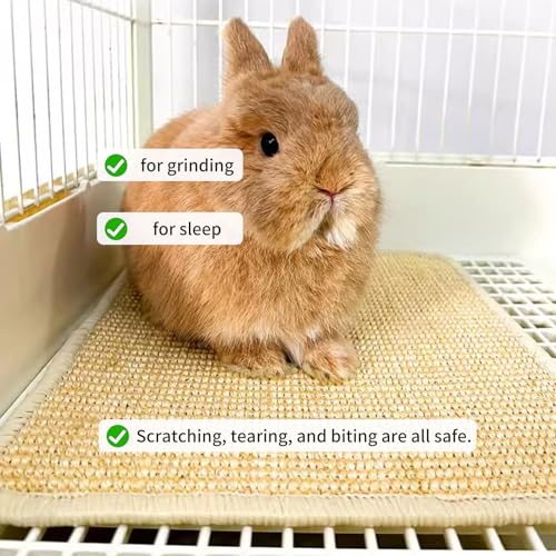 Oncpcare 2PCS Rabbit Scratch Mat Natural Bunny Scratching Pad Claws and Teeth Care Rabbit Mats for Cages Chew  - view 4