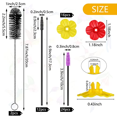 38 Pcs 3 Size Hummingbird Feeder Cleaning Brush Mini Nylon Tube Brush with 16 Flowers Bird Replacement Parts D - view 3
