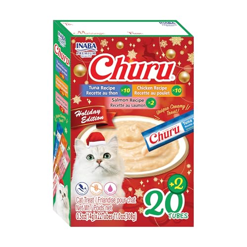 INABA Churu Cat Treats, Lickable, Squeezable Creamy Purée Cat Treat with Vitamin E, 0.5oz Each Tube, 22 Tubes, - view 2
