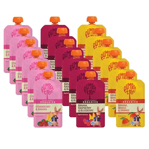 Peter Rabbit Organics Fruit Flavors Variety Pack - Squeezable Snack Pouches 4 oz. (Pack of 18)