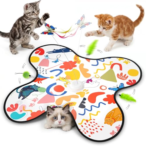 Interactive Cat Toys for Indoor Cats–Rechargeable Automatic Hide and Seek Kittens Toy with Moving Wand Feather - view 2