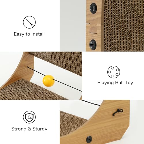 FUKUMARU Cat Scratcher, 18.9 Inch L Shape Cat Scratch Pad, Vertical Cat Scratcher Wall Mounted, Cat Scratching - view 5