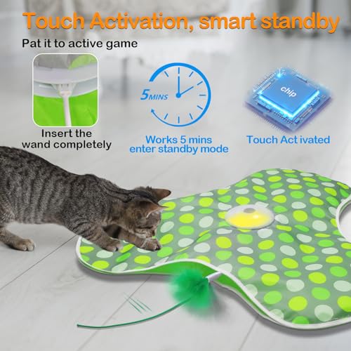 umosis Interactive Cat Toys Rechargeable,Moving Concealed Feathers,Real Mouse Squeaky,Touch Activated Cat Kitt - view 5