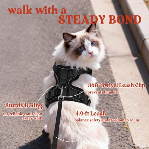 rabbitgoo Cat Harness and Leash for Walking, Escape Proof Soft Adjustable Vest Harnesses for Cats, Easy Contro - view 6