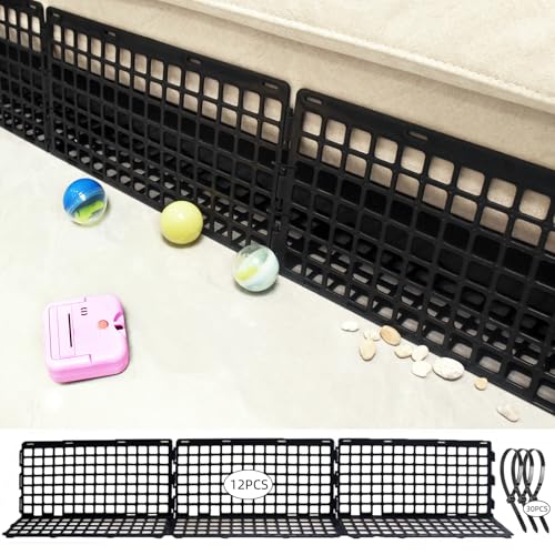 12 Pcs Under Couch Blocker for Bed Adjustable Furniture Plastic Under Bed Blocker with 30 Ties Black Couch Bar - view 2