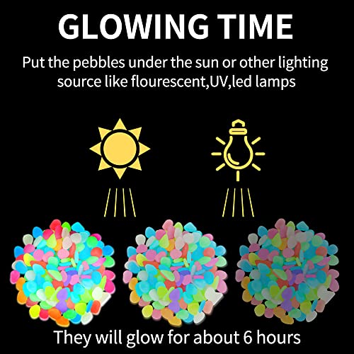 350 PCS Luminous Stones – Mixed Color Glow Rocks Decorations DIY Decorative Pebbles for Aquarium Fish Tank Sid - view 4