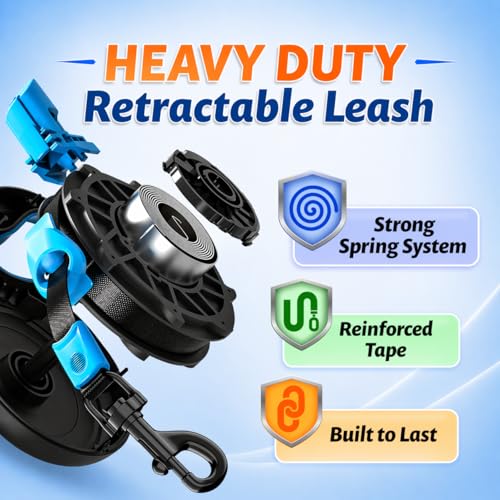 16.4 ft Retractable Dog Leash for Dogs 10–100 lbs - Heavy Duty Tape Leash with Strong Nylon Tape - 360° Swivel - view 6