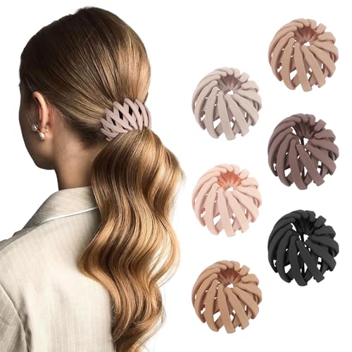 6Pcs Bird Nest Magic Hair Clips Hair Nest for Bun Strong Ponytail Holders Hair Accessories for Women Girls (Ne