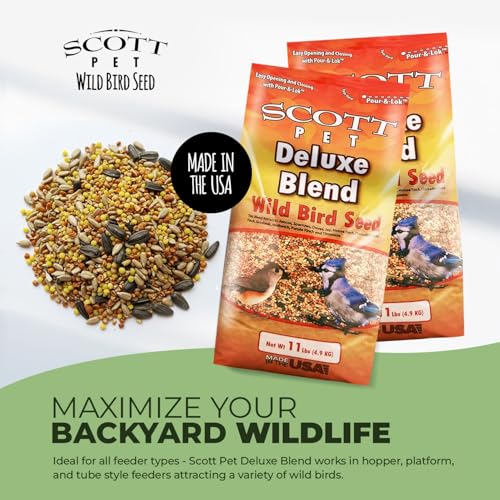Scott Pet Wild Bird Seed, Deluxe Blend, 11 lbs Bag, No Dust, No Corn Mix, Feed, Great for All Feeder Types, Fo - view 4