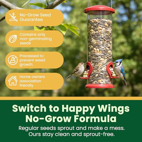 Happy Wings No Grow Bird Seed Mix 5lb - Songbird Bird Seed with Sunflower, Safflower & Peanuts - No Mess Birds - view 3