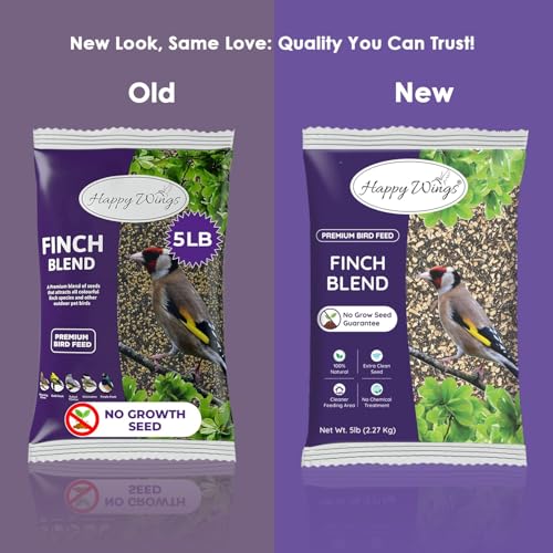 Happy Wings Finch Blend Bird Food - Mix of Sunflower Hearts/Kernels and Nyjer, 5 Pounds - No Grow Seed - For W - view 3