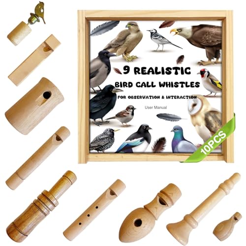 ZDH 9-Piece Wooden Bird Call Set – Handcrafted Bird-Call in Acrylic Wooden Box for Birdwatchers, Nature Lovers - view 2