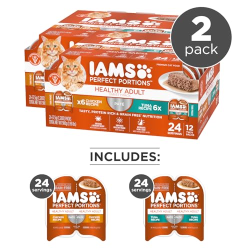 IAMS Perfect Portions Sensitive Digestion & Skin Wet Cat Food Pate, Healthy Adult Grain Free Pate, Chicken and - view 3