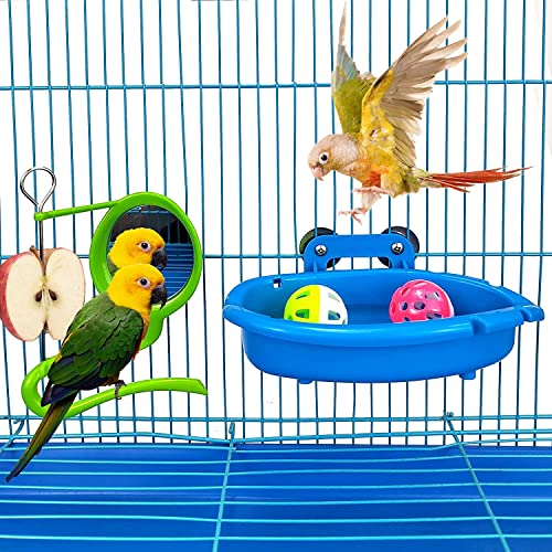 Bird Bath for Cage with 3 Balls Bird Tub Bowl Basin Hanging Birdbath Toy Pet Parrot Cage Budgie Accessories Sh - view 5