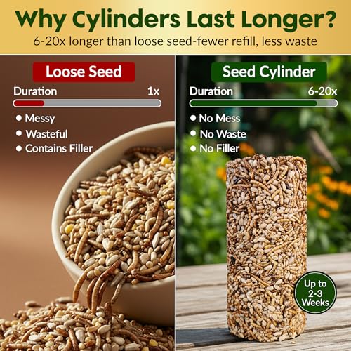 Mealworm Bird Seed Cylinders with Hole – Premium Mealworm Birdseed Log – Sunflower Chips & Dried Mealworms for - view 4
