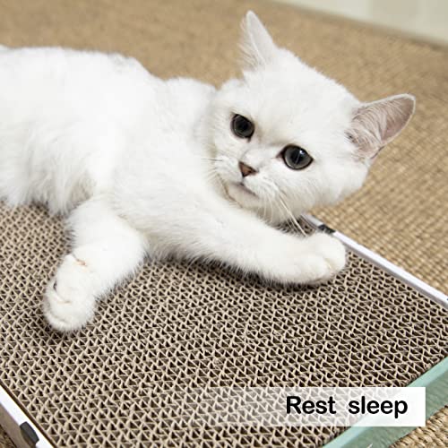 PAWSFANS Cat Scratcher Cardboard Scratch Pad with Box Durable Corrugate Scratching Board Kitty Sofa Lounge Bed - view 8