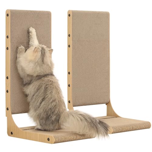 Zakkart 2-Pack Cat Scratching Board, 25.6'' Tall Cardboard L Shape Vertical Cat Scratchers for Indoor Cats, Ca - view 2