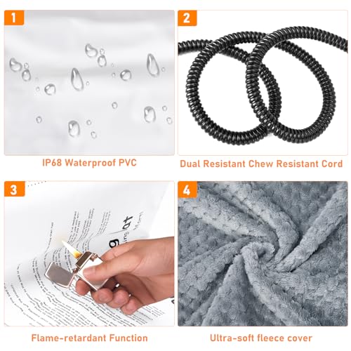 INVENHO Heated Cat Bed, Waterproof Adjustable Temperature Dog Cat Heating Pad with Timer, Indoor Pet Heating P - view 8