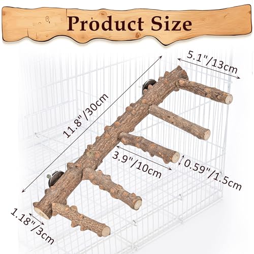Mogoko Bird Ladder Perch for Cage, Natural Wood Bird Parrot Perch Stand Parrot Perch Bridge Climbing Chewing T - view 5