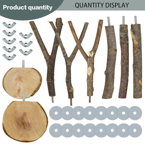 8 PCS Bird Perch Set for Cage - Natural Apple Wood Platforms & Hardwood Branches for Parakeets, Budgies, Cocka - view 5