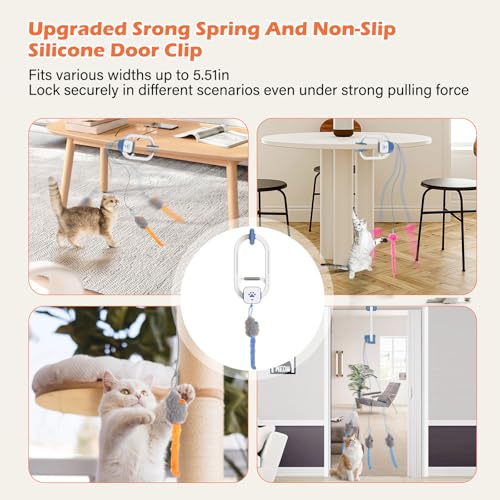 Interactive Cat Toy, Flapping Bird & Rotating Feather Teaser for Indoor Cats, Hanging Doorway Cat Toys with Fi - view 3