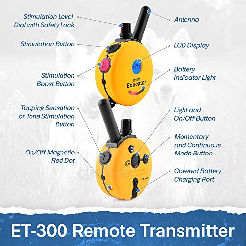 Educator ET-300 Mini E Collar for Dog Training with Remote - 1/2 Mile Range, Waterproof, 100 Blunt Stimulation - view 5