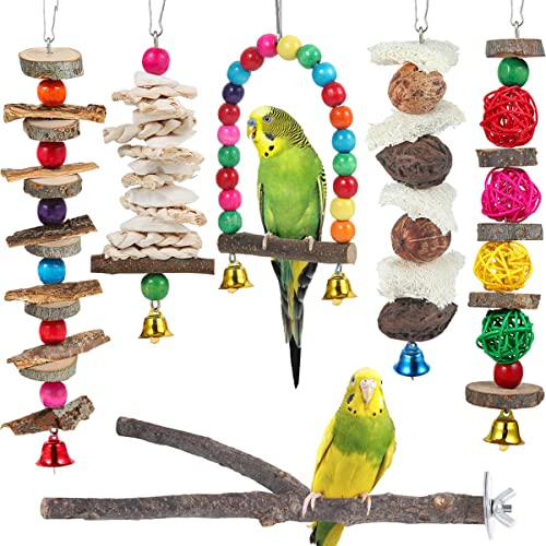Bird Perch Bird Toys Parakeet Toys,Bird Cage Accessories Wooden Chew Toys Perch Stand for Parrot Conure Cockat - view 2