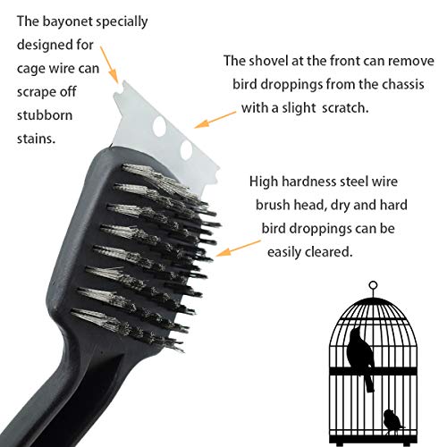 Stainless Steel Bird Droppings Cleaning Brush with Scraper Birdcage Accessory Parrot Pet Cage - view 4